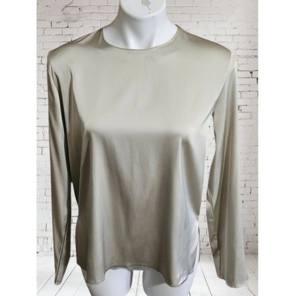 Zara Long Sleeve Satin Blouse Champagne Size XL - Picture 12 of 12